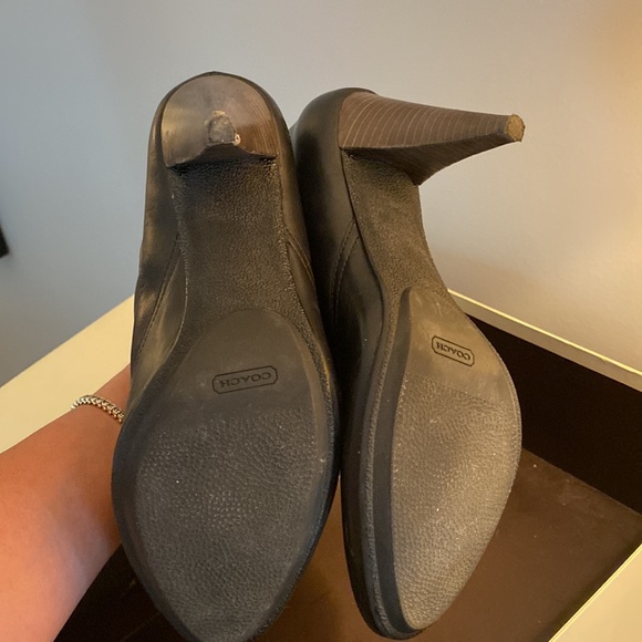 Coach Aliza Black Leather Slip on Booties with 4” Cone Heal 10 - Picture 7 of 7